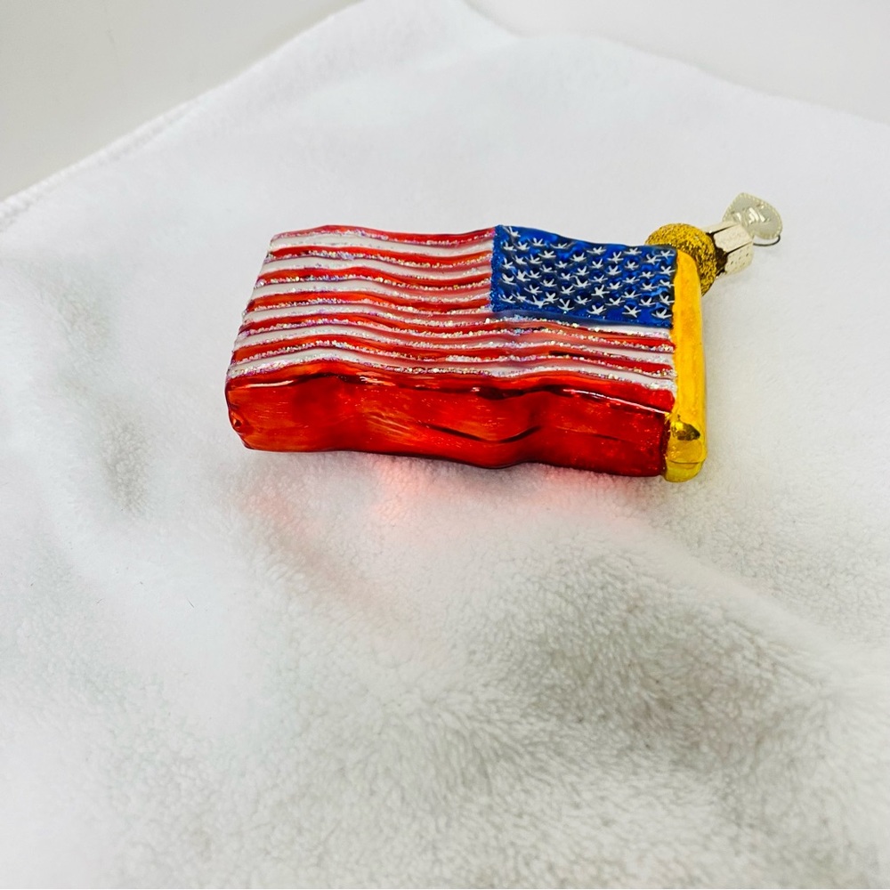 Old World Christmas Flag Star Spangled Banner Glass Ornament July 4th READ - Picture 3 of 13
